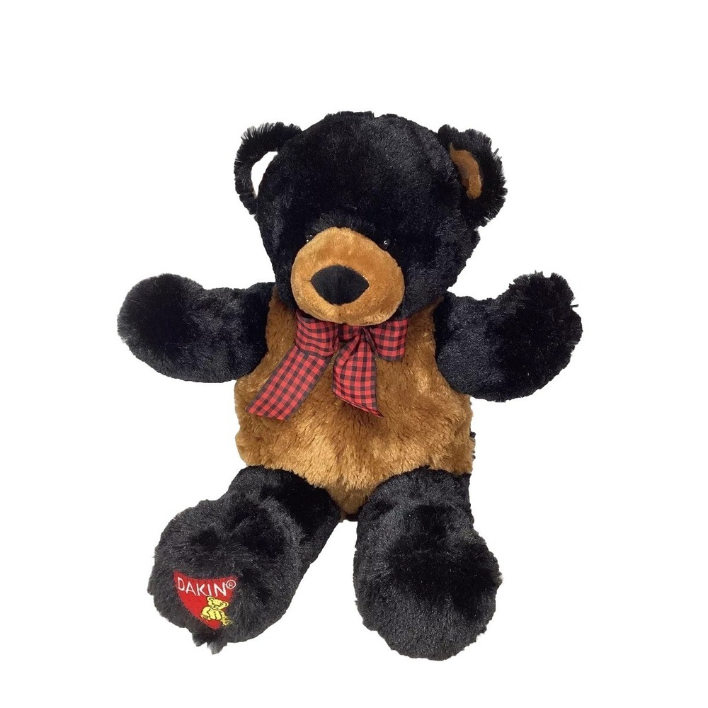 Dakin Red Triangle Super Soft Black And Brown Teddy Bear 20" Long